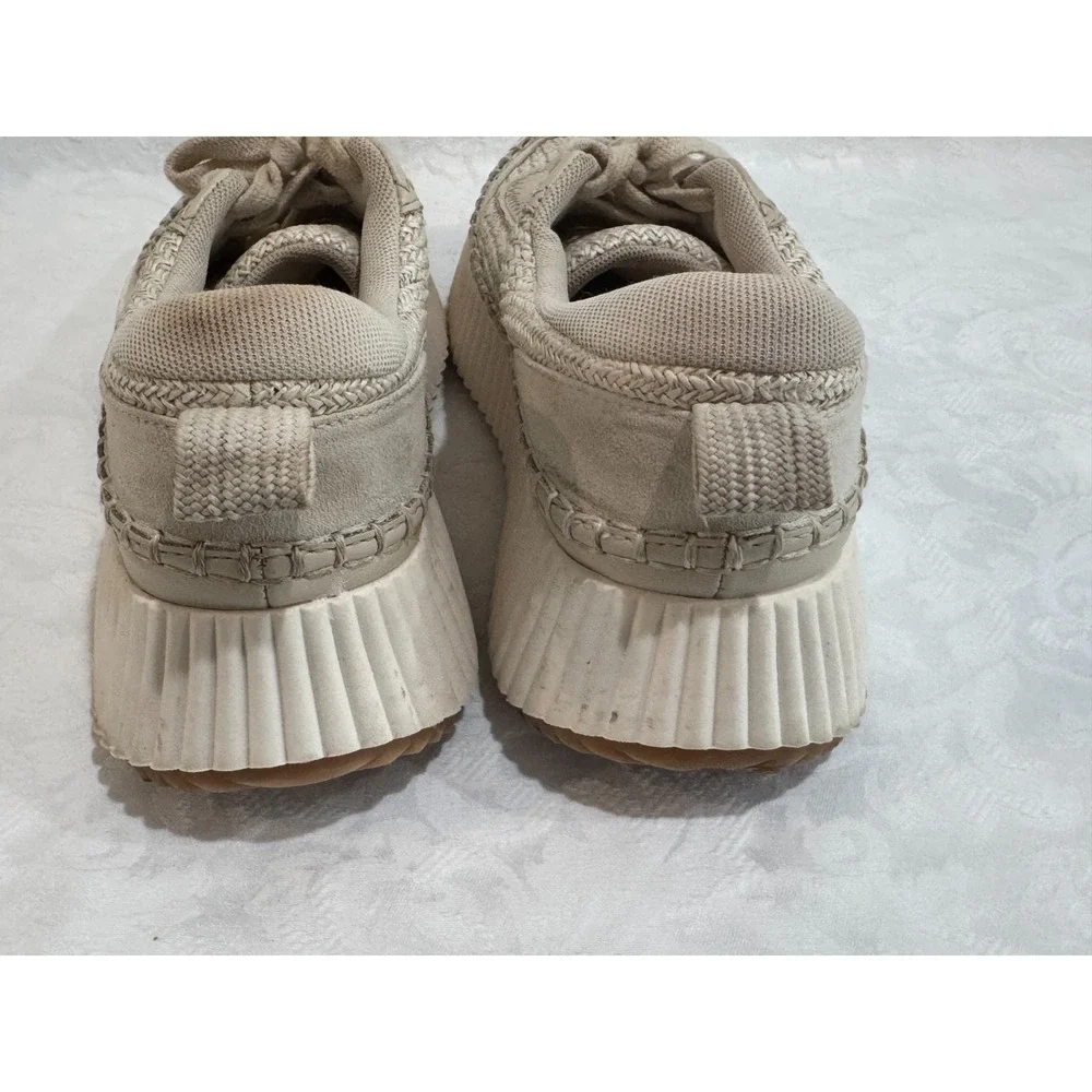 Dolce Vita Platform Sneakers Women 7.5 Beige Woven Chunky Casual Lace Up